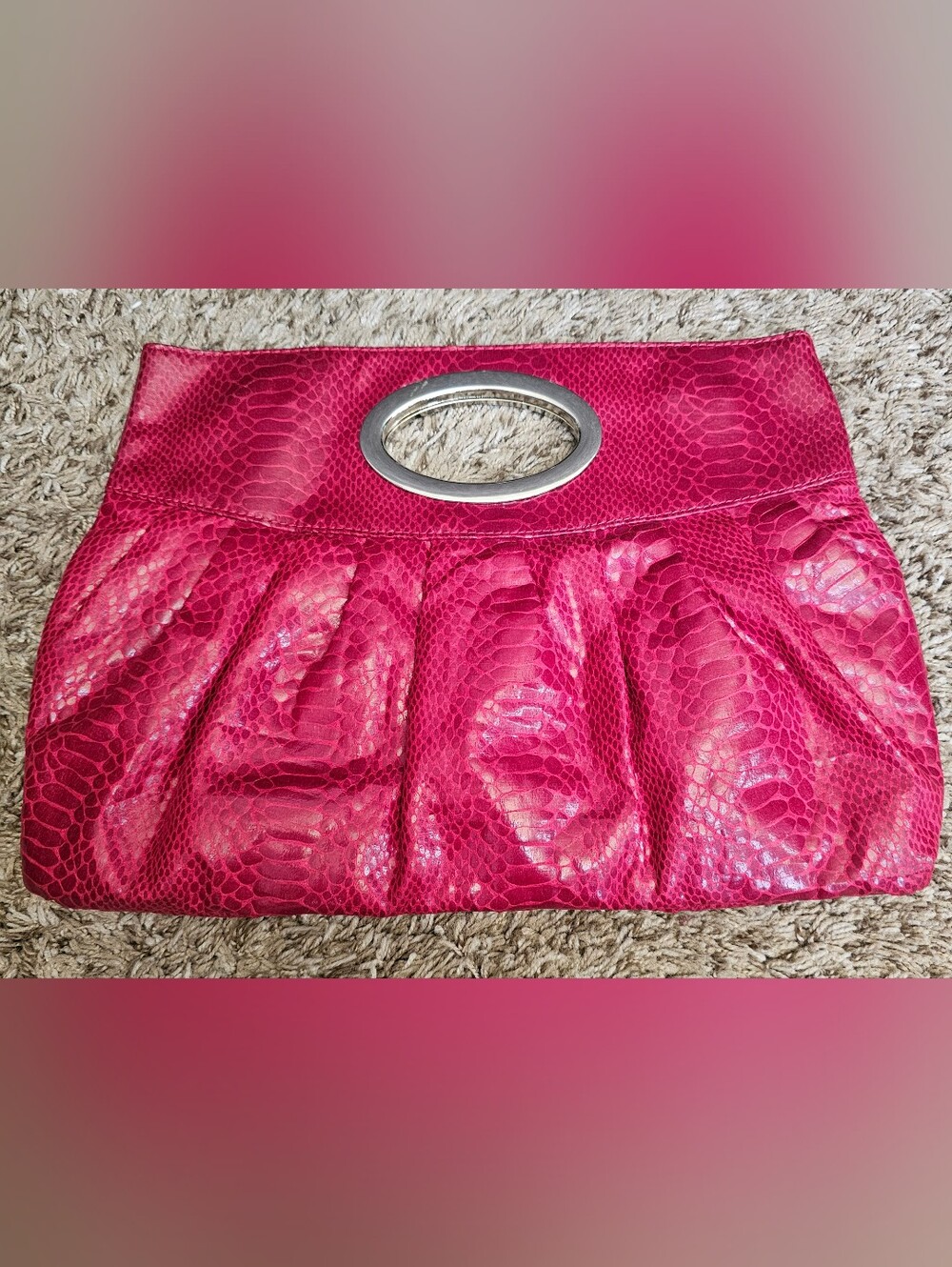 Express Faux Leather Purse Medium Clutch Burgundy Snake Skin bag snakeskin Y2K